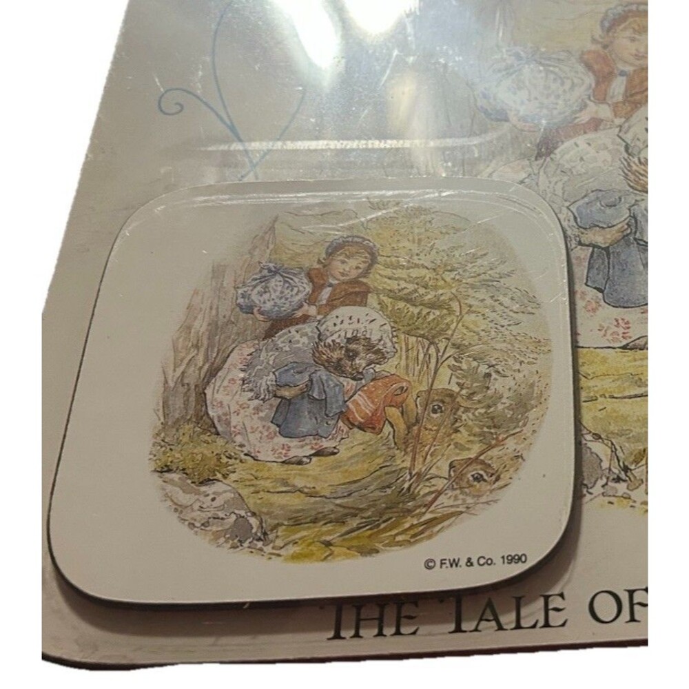 1990 NOS Beatrix Potter Mrs. Tiggy-Winkle Placemat Coaster Set Frederick Warne - Picture 3 of 7